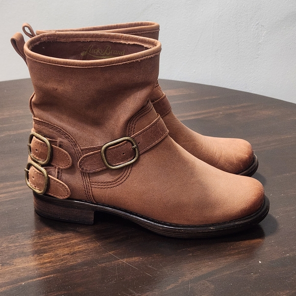 Lucky Brand Women's 6.5M Norton Brown Soft Leather Buckle Ankle Moto Biker Boots - Picture 2 of 11